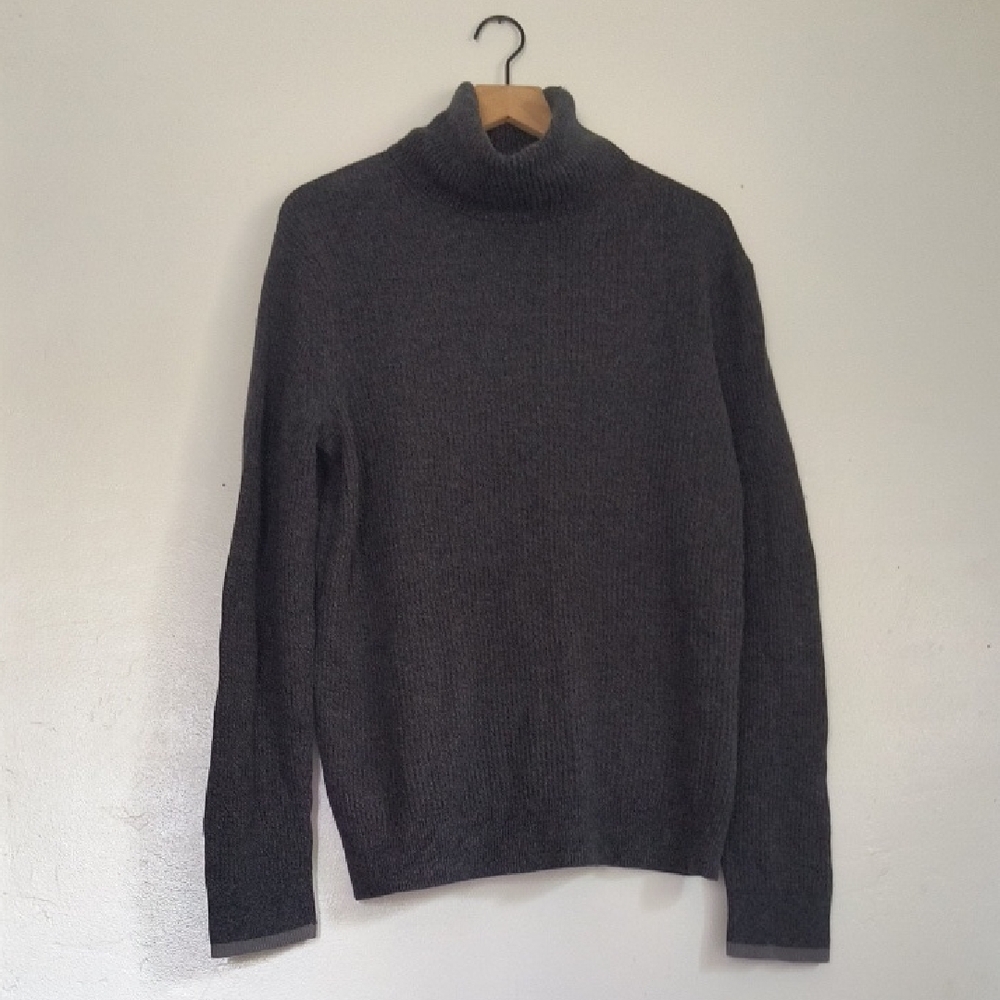 Banana Republic Factory Charcoal Ribbed Wool Blend Turtleneck Sweater Sz XL Wom